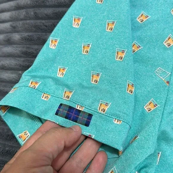 William Murray Polo Shirt Green Cocktail Drink Print Short Sleeve Men’s Size XL - Picture 5 of 9